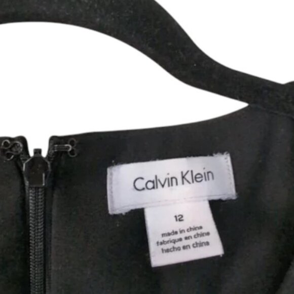 Calvin Klein black A-line flared sleeveless mini dress size 12 - Picture 4 of 7